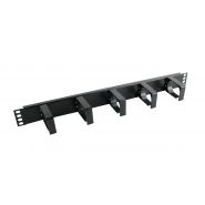 1U Cable Management Bar, 5 Vertical Plastic Hoops, Black