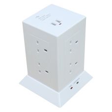 13A 8 Way Extension Block 1.5m Lead & 4 x USB Charge + Surge