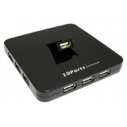 10 Port USB 2.0 Hub, Black
