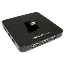 10 Port USB 2.0 Hub, Black