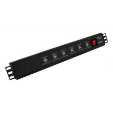 Horizontal PDU with 6 x Dual 3.4A USB Chargers
