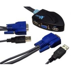 2 Port Compact KVM Built-in USB Cables